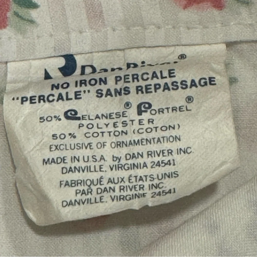 Vtg Dan River TWIN Sheet Set Rose Floral